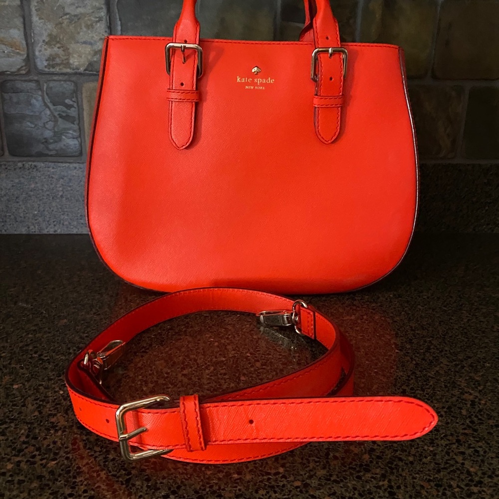 🎉SOLD🎉Kate Spade Orange Saffiano Satchel Handbag - Picture 11 of 13